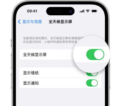 山南苹果15预约维修分享iPhone15如何设置全天候显示屏幕可见 