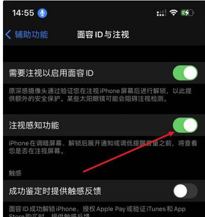 山南苹果14维修网点分享iPhone14注视感知功能有什么用 